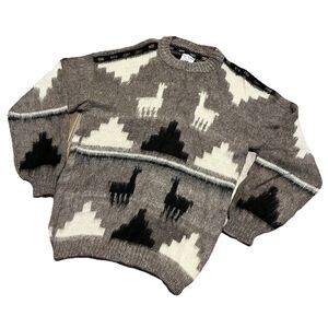 Sun Splash 100% Alpaca Sweater Geometric Hand Made Bolivia XL